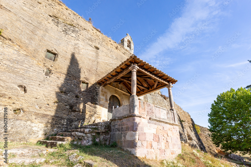 Rupestrian hermitage of the Saints Justo y Pastor in Olleros de Pisuerga, municipality of Aguilar de Campoo, Palencia, Castile and León, Spain