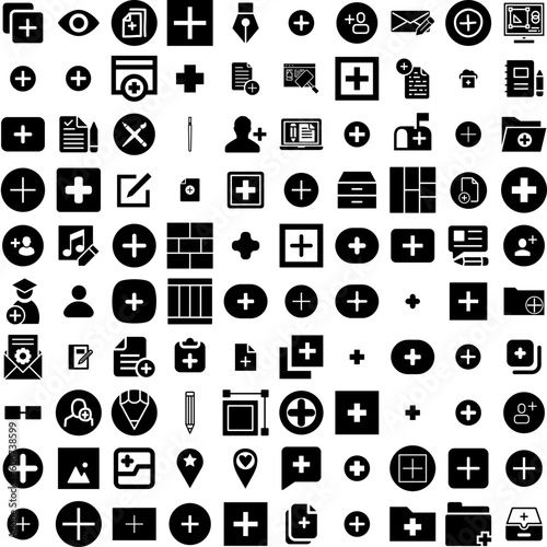 Collection Of 100 Create Icons Set Isolated Solid Silhouette Icons Including Design, Art, Concept, Create, Vector, Illustration, Business Infographic Elements Vector Illustration Logo