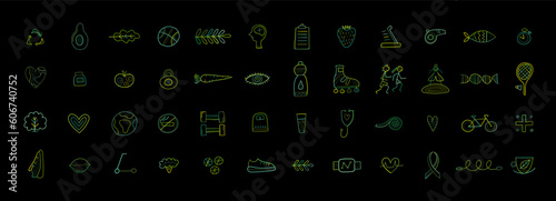World health day. 48 icons design set for healty lifestyle. Vector illustration