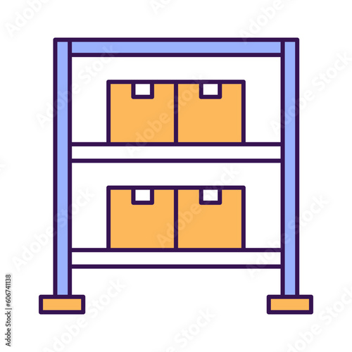 Parcels rack Outline with Colors Fill Vector Icon that can easily edit or modify

