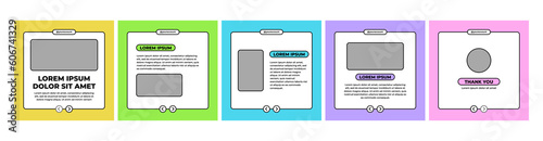 carousel or microblog slide template for social media post. social media template with yellow, green, blue, purple, and pink color theme