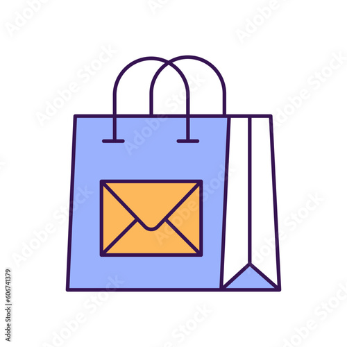 Tote bag Outline with Colors Fill Vector Icon that can easily edit or modify

