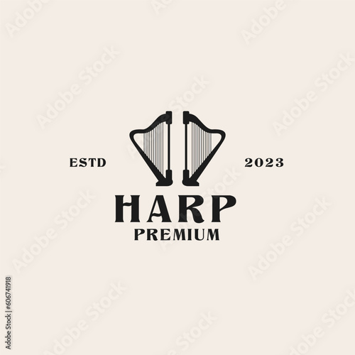 Creative harp logo design concept illustration idea