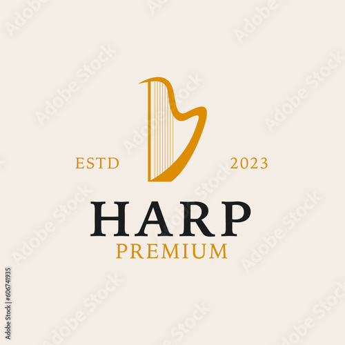 Creative harp logo design concept illustration idea