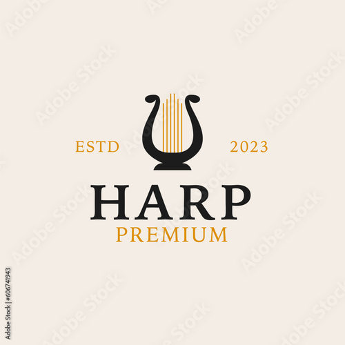 Creative harp logo design concept illustration idea