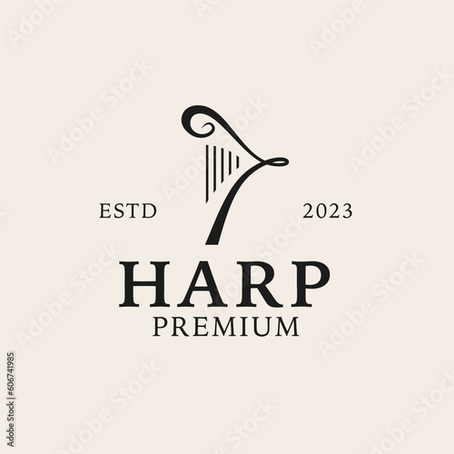 Creative harp logo design concept illustration idea