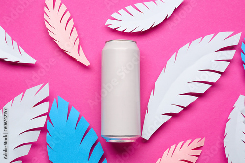 Blank white aluminum can mo...