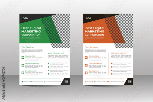 Modern and corporate creative colorful clean minimal business flyer design template
