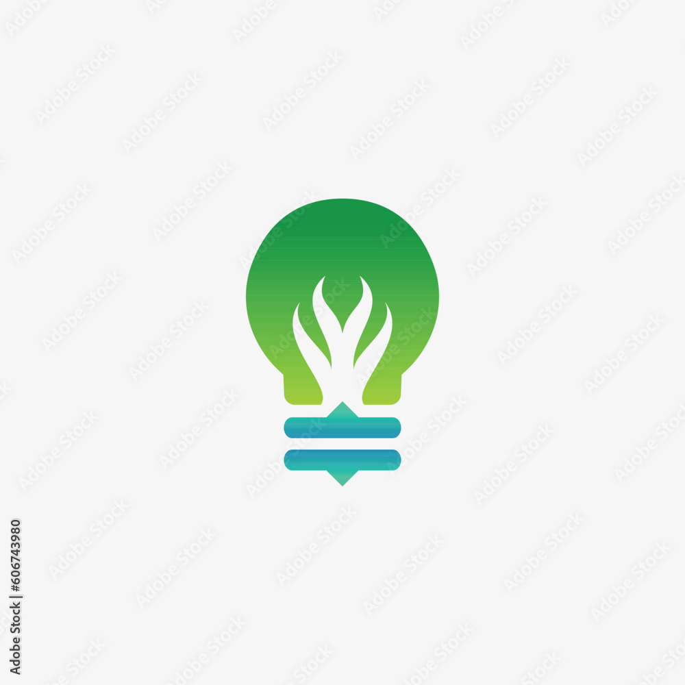 A Logo of Lamp and Abstract Plant Combine in Gradient Blue and Green A Logo of Lamp and Abstract Plant Combine in Gradient Blue and Green