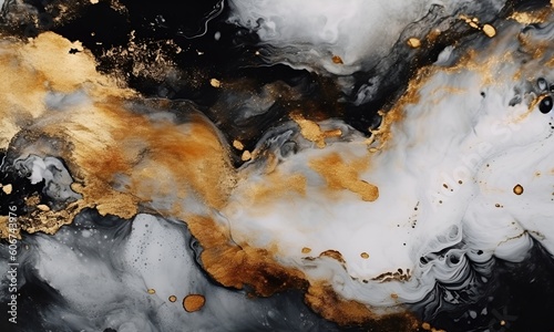 Luxury abstract fluid art painting background alcohol ink technique black and gold © ergapamungkas