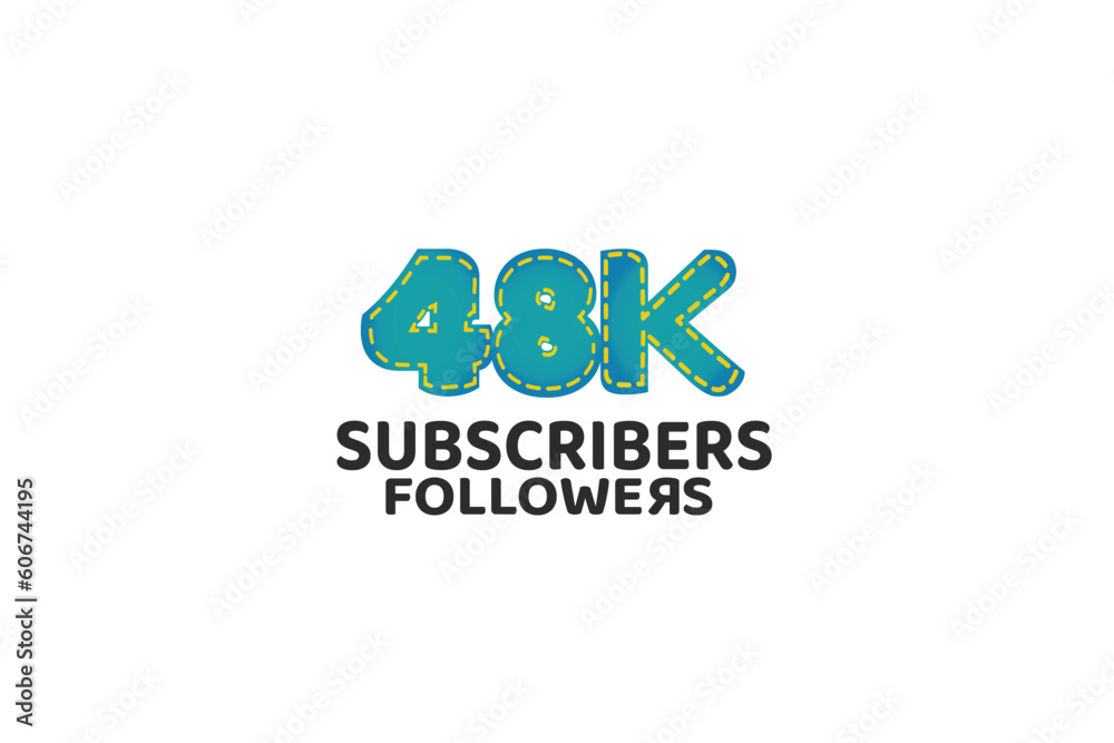 48th, 48 years, 48 year anniversary Subscribers Followers for internet, social media use - vector