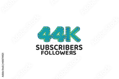 44th, 44 years, 44 year anniversary Subscribers Followers for internet, social media use - vector