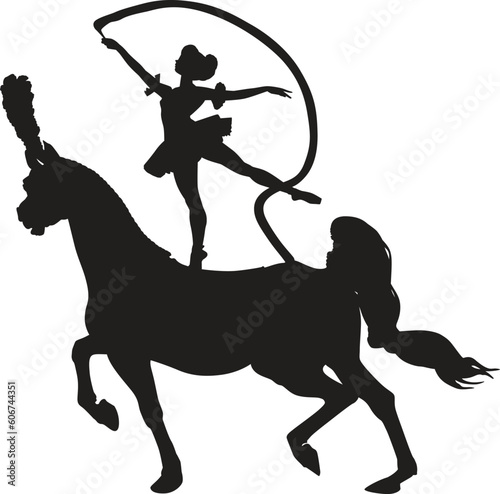 Gymnast girl balancing on the circus horse near State Circus in minsk belarus bronze sculpture black and white vector silhouette