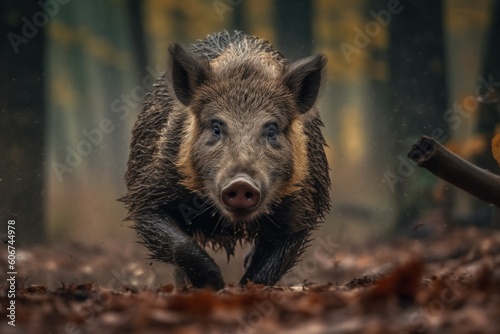 Wild boar run in forest © MaVeRa