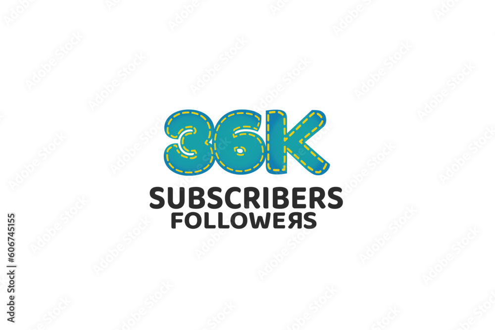 36K, 36.000 Subscribers Followers for internet, social media use - vector