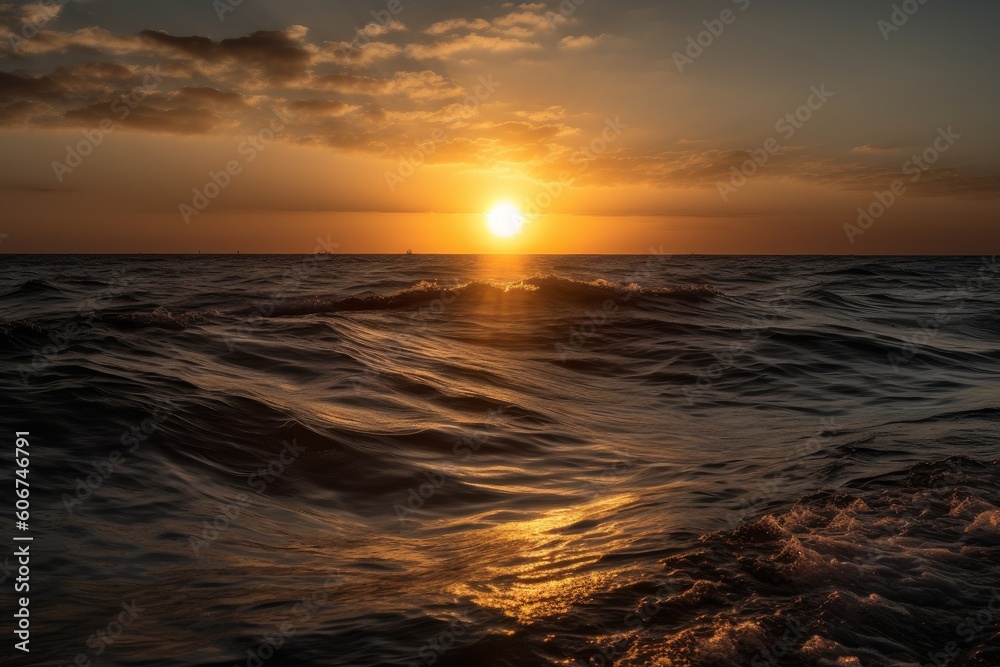 Sun setting over the ocean, Generative ai