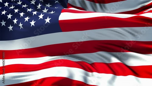 American Flag, 4 th july Independence Day USA. Realistic 4K. 30 fps flag of the US. American Flag waving in the wind. Seamless loop with highly detailed fabric texture. Loop ready in 4k resolution