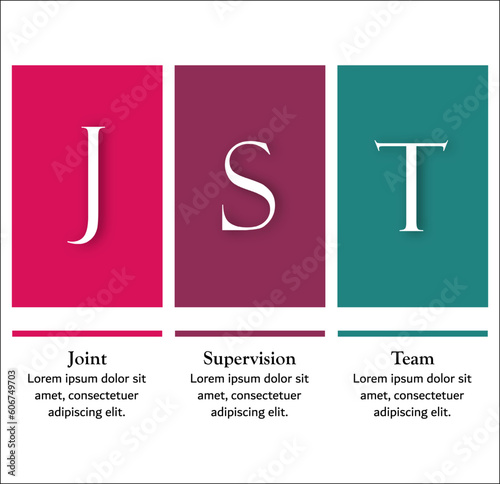 JST - Joint supervision Team acronym. Infographic template with icons