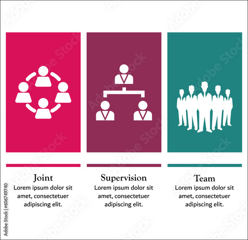 JST - Joint supervision Team acronym. Infographic template with icons