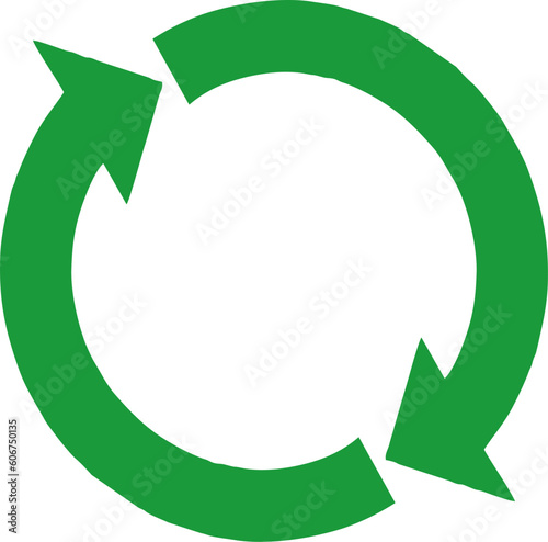 Recycle arrow symbol Means using recycled resources. Vector Icon on a white background. Arrows looping in circle. Green refresh icon isolated on white background. Rotation arrows in a circle sign