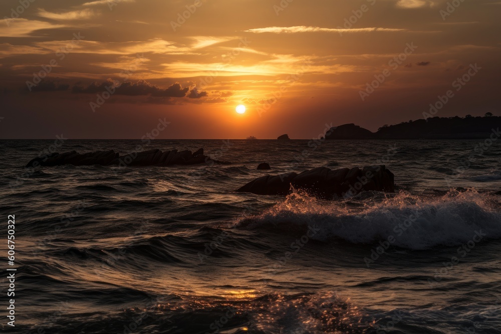 Sunrise over sea, Generative ai Sunrise over sea, Generative ai