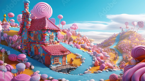 3D fantasy landscape candy land