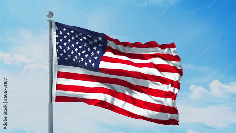 American Flag Loop. Independence Day USA. Realistic 4K. 30 fps flag of the US. American Flag waving in the wind. Seamless loop with highly detailed fabric texture. Loop ready in 4k resolution. American Flag Loop. Independence Day USA. Realistic 4K. 30 fps flag of the US. American Flag waving in the wind. Seamless loop with highly detailed fabric texture. Loop ready in 4k resolution.