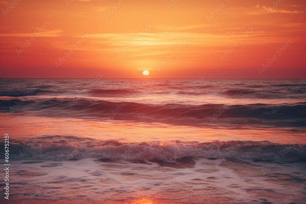 Ai generated illustration of sunset over the ocean