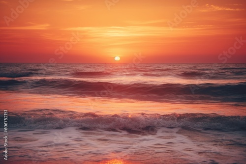 Ai generated illustration of sunset over the ocean