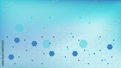 Molecular structure for DNA, medical, science and technology concept. Abstract hexagons shape background design.