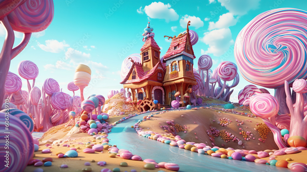 3D fantasy landscape candy land 3D fantasy landscape candy land