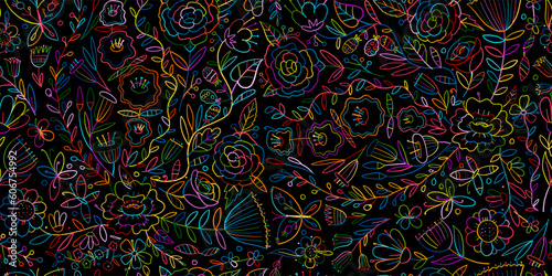 Floral Garden. Spring concept Background. Seamless pattern for your design. V...