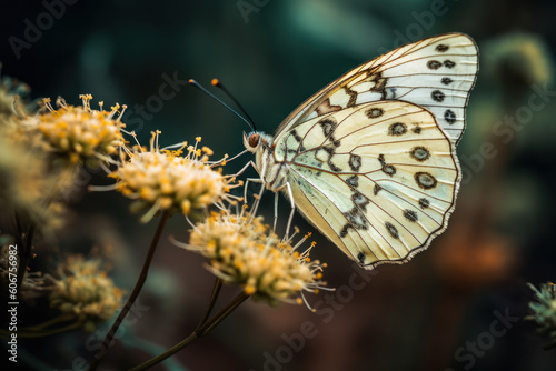 Butterfly on green leaves and Flowers. Insect Animal.