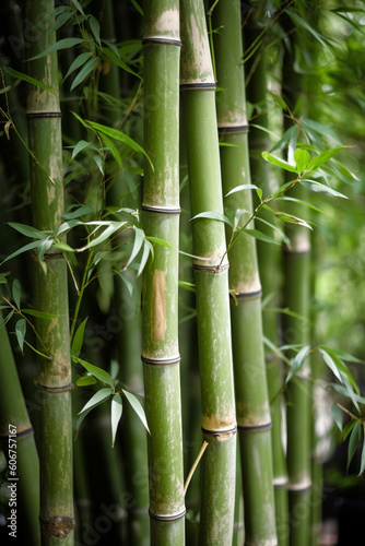 Green bamboo trees generative AI