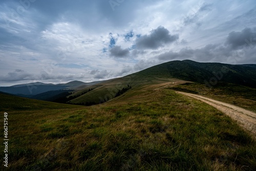 Beautiful landscape of the Carpathian Mountains on a cloudy day