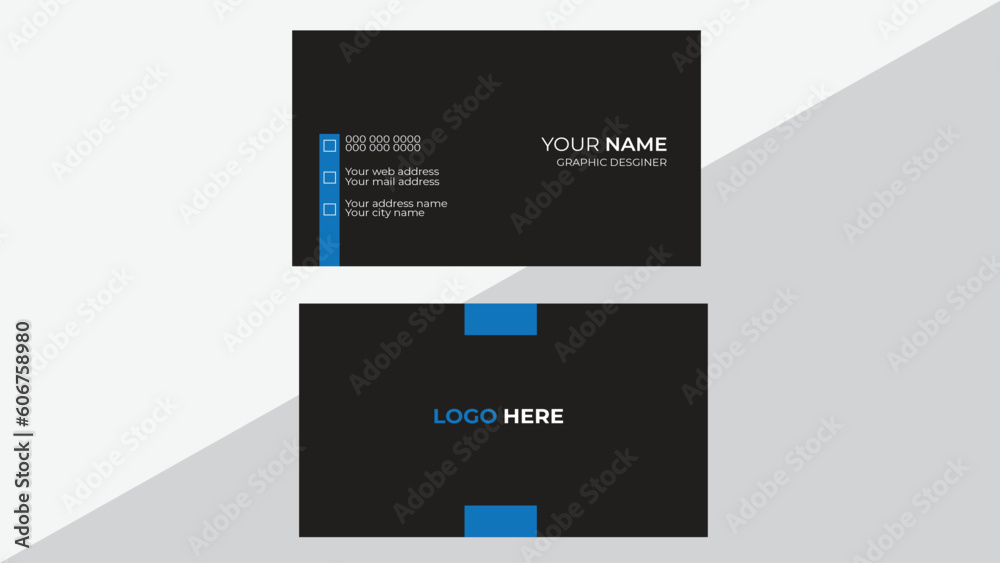 Blue modern creative business card and name card,horizontal simple clean template vector design, layout in rectangle size.Modern business card template red black colors. Flat design vector abstract Blue modern creative business card and name card,horizontal simple clean template vector design, layout in rectangle size.Modern business card template red black colors. Flat design vector abstract