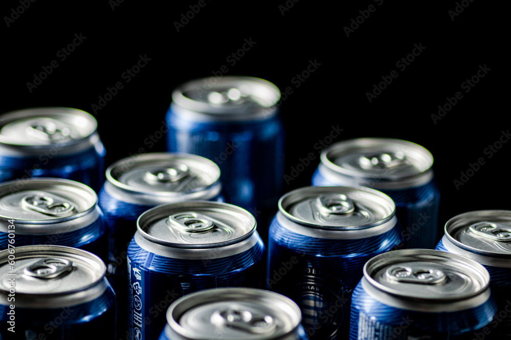 Fresh beer in cans. Fresh beer in cans.