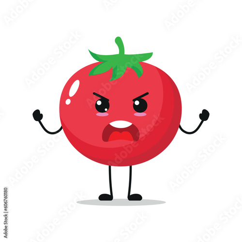 Cute Angry Tomato Vegetable Vector Illustration