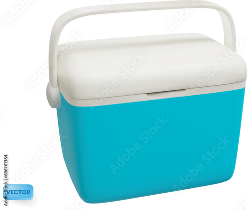 Portable cooler box for beach, camping or picnic. Isolated vector icon from 3d rendering. Modern, minimalistic style.