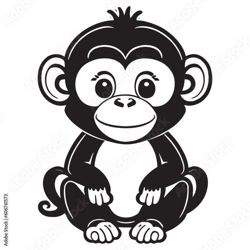 Monkey Vector Clipart Illustration. monkey vector silhouette black and white.