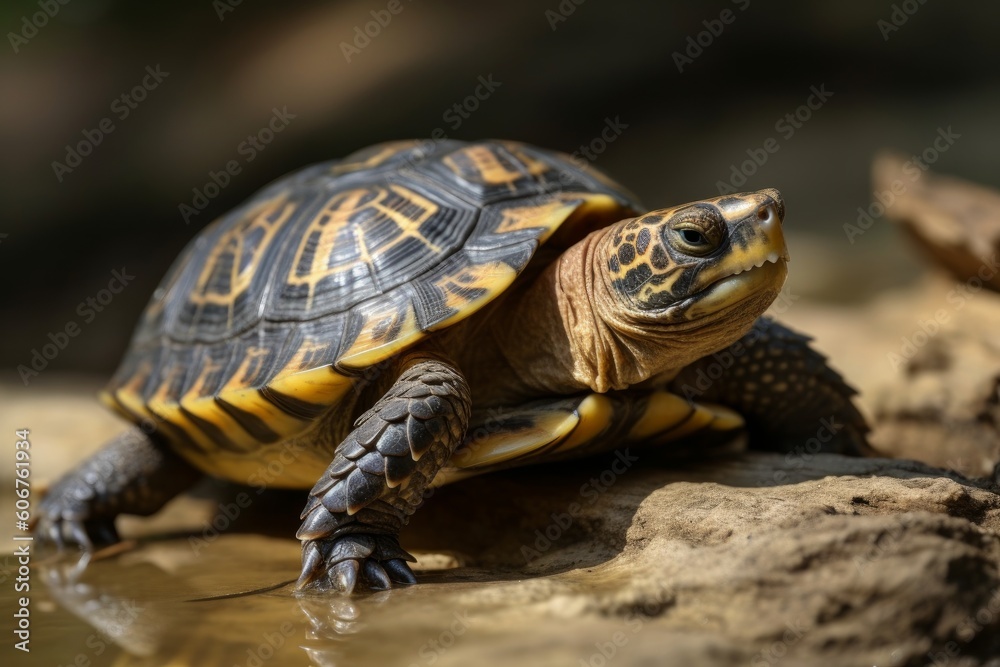 Spur thighted turtle Testudo graeca in natural habitat, Generative ai Spur thighted turtle Testudo graeca in natural habitat, Generative ai