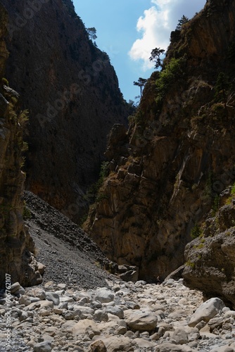 Vertical shot of the Samaria Gorge near Lakki, Crete