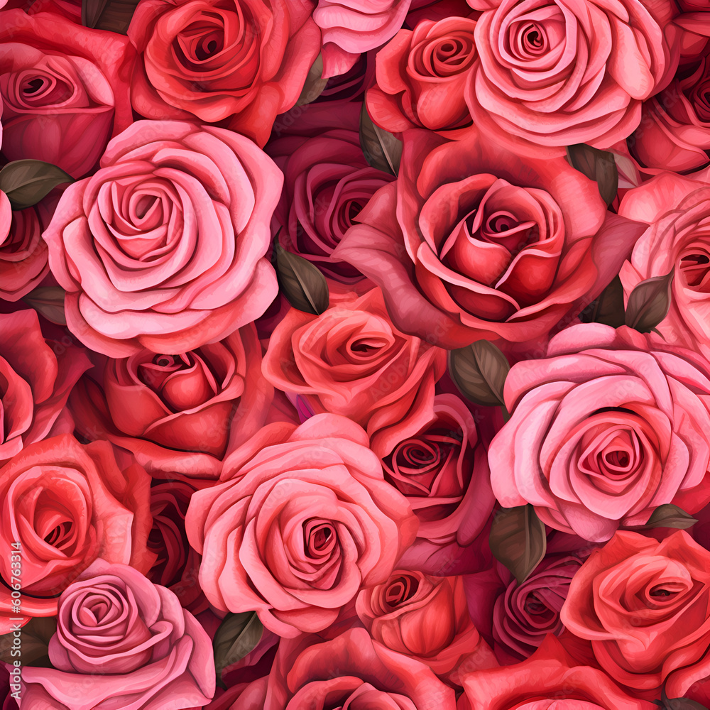 Fototapeta premium A seamless pattern of red roses