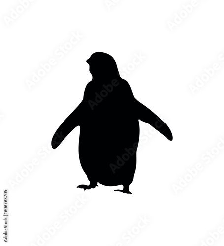 Vector flat penguin silhouette isolated on white background