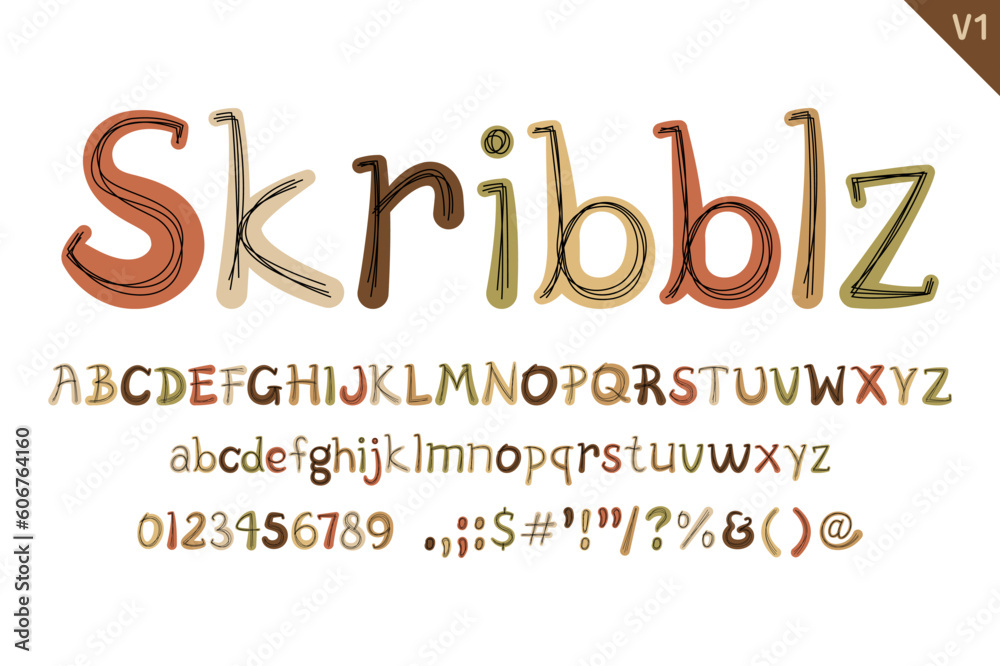 Fototapeta premium Handcrafted Skribblz Letters. Color creative art typographic design