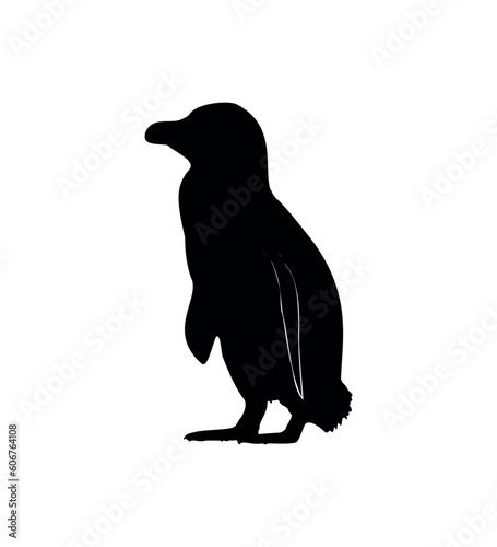Vector flat penguin silhouette isolated on white background