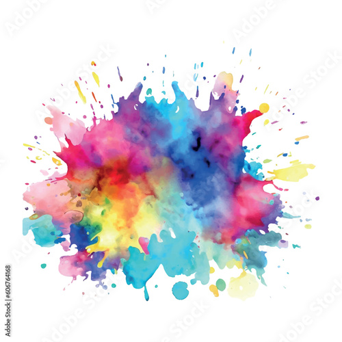 Abstract ink splash background, watercolor colorful paint splatter brush design