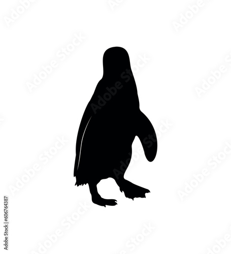 Vector flat penguin silhouette isolated on white background