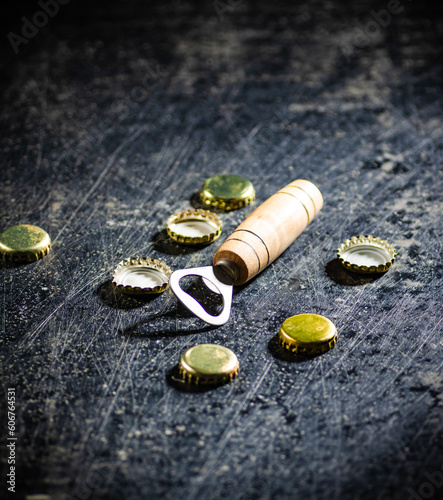 Beer opener with lids.