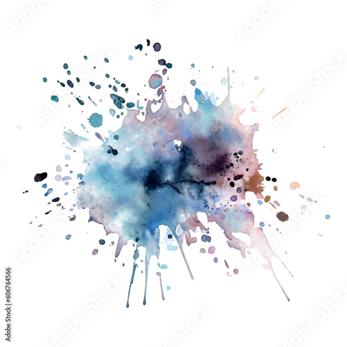 Abstract ink splash background, watercolor colorful paint splatter brush design